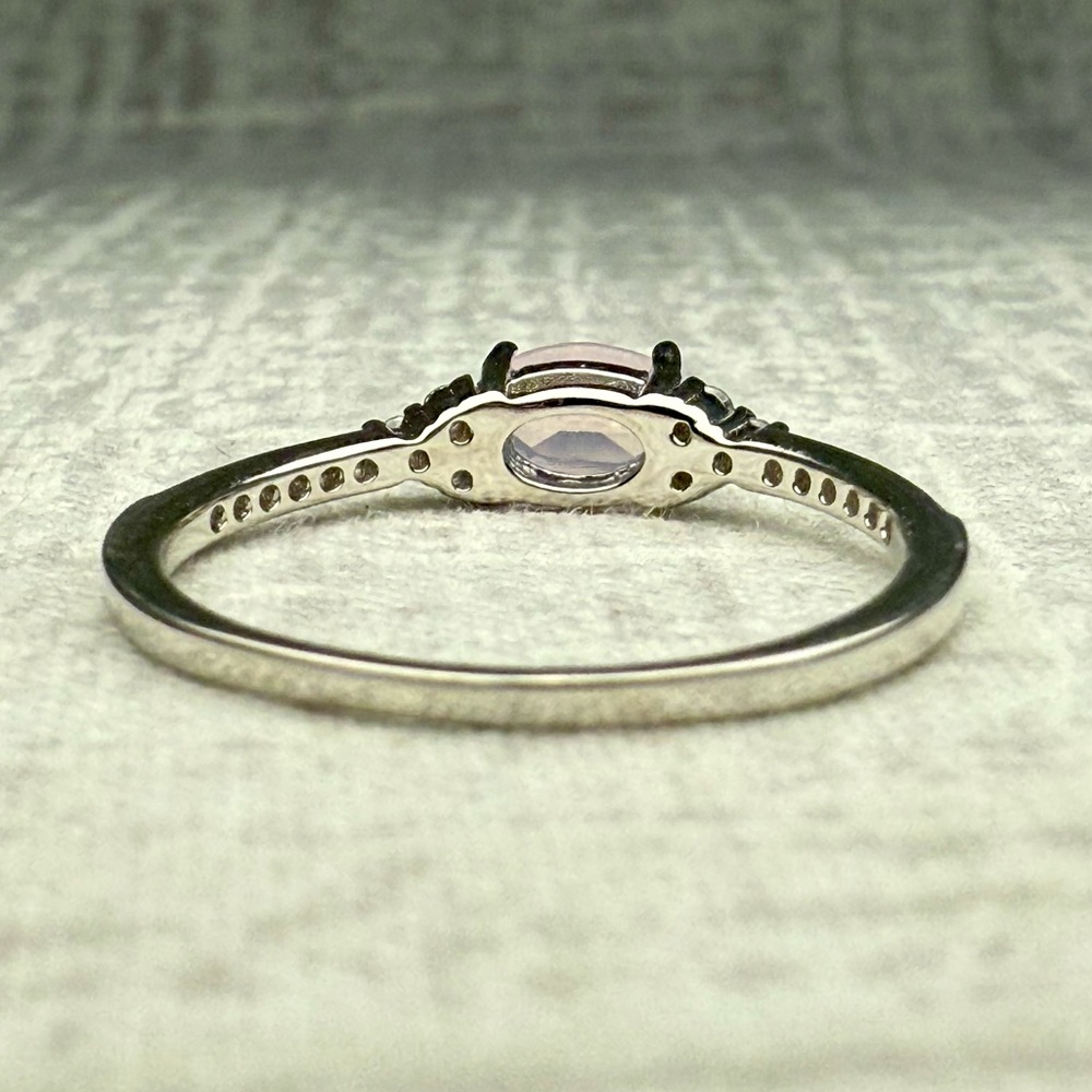 New Sterling Silver & Pink Moonstone Ring, Size 6 - Picture 4 of 6